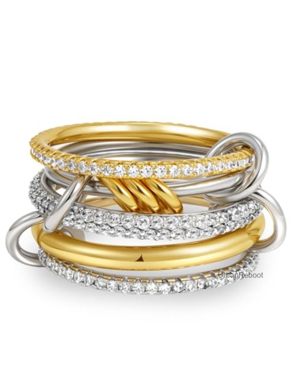 Gold Plated Stackable Rings Set 18k, Cubic Zirconia, Hypoallergenic, Size 5-10